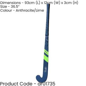 36.5 Inch Carbon Hockey Stick - ANTHRACITE/LIME - Low Bow Comfort Grip Bat