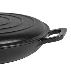 Argon Tableware - Cast Iron Shallow Casserole Dish - 2.3 Litre - Matte Black