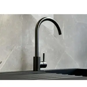 Reginox Taravo GM Single Lever Swan Neck Gun Metal Grey Kitchen Mixer Tap