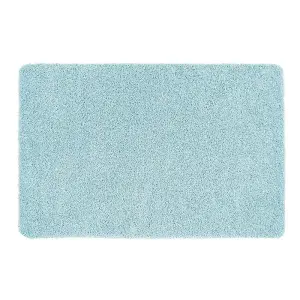 Baby Blue Washable Plain Shaggy Modern Anti-Slip Easy To Clean Dining Room Rug-67cm X 150cm