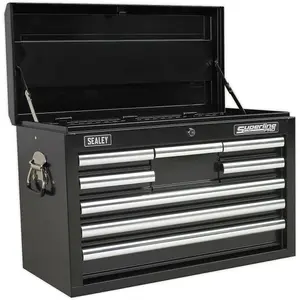 Durable 8 Drawer Tool Chest with Lockable Storage - 660x315x430mm Black