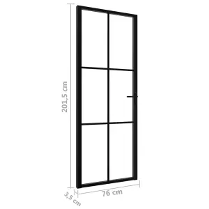 Berkfield Interior Door ESG Glass and Aluminium 76x201.5 cm Black