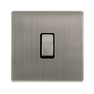 Stainless Steel Screwless Plate 1 Gang 20A Ingot DP Switch - Black Trim - SE Home