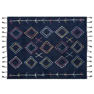 Cotton Area Rug 160 x 230 cm Black CORUM