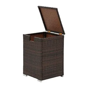 Teamson Home Outdoor Garden Rattan Fire Pit 9kg Gas Bottle Tank Storage, Brown