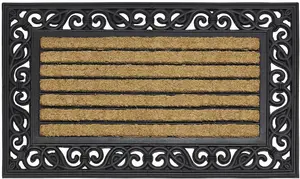 Trendi Karina Heavy Duty Rubber Coir Door Mat Brown 45x75 cm Outdoor Door Mat Non-Slip Safety Mat Rectangular