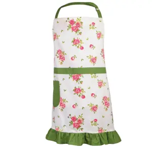 Vintage Style Pink Floral Print Adult Cooking Kitchen Apron