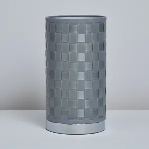 Inlight Hektor Woven Cylinder Polished silver effect Table lamp