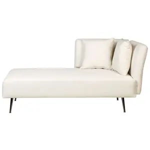 Right Hand Fabric Chaise Lounge White RIOM