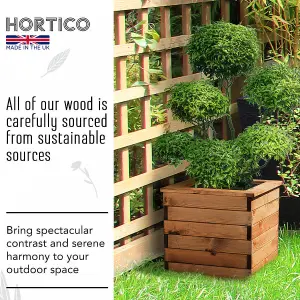 HORTICO™ Wooden Planter, 47cm Square Planter Box, Made in the UK Scandinavian Red Wood Outdoor Plant Pots H39 L47 W47 cm, 46L