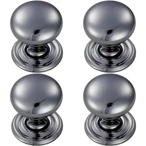 4x Round Victorian Cupboard Door Knob 38mm Dia Polished Chrome Cabinet Handle