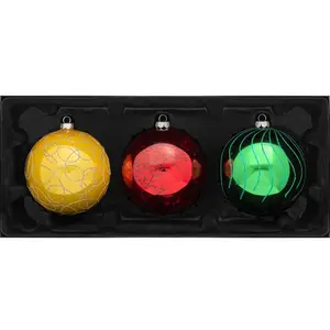 Glass Christmas Tree Traditional Bauble Yellow/Red/Green