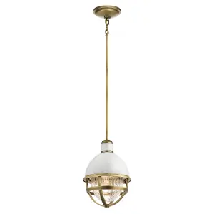 Luminosa Kichler Tollis Globe Pendant Ceiling Light Natural Brass & White