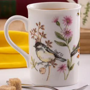 Price & Kensington Set of 6 Garden Birds Honeysuckle & Bluebell Mug 300ml