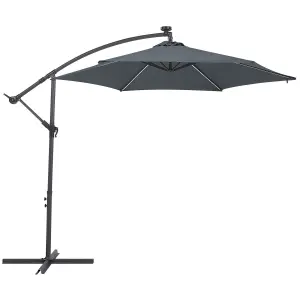 Cantilever Garden Parasol with LED Lights 2.85 m Grey CORVAL