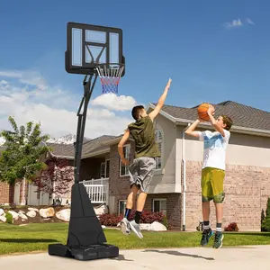 SPORTNOW 2.45-3.05m Portable Basketball Hoop and Stand with Wheels, Black