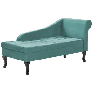 Right Hand Velvet Chaise Lounge with Storage Teal PESSAC