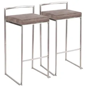 Daggett 68.5cm Bar Stool (Set of 2) Stainless Steel / Black / Bar Stool (30.75" Seat Height)