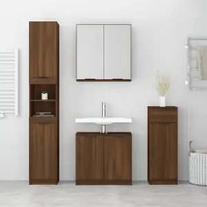 Berkfield 4 Piece Bathroom Cabinet Set Brown Oak Engineered Wood