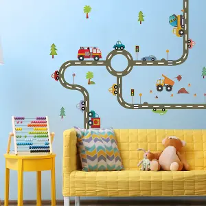 Road Network Wall Sticker Pack Children's Bedroom Nursery Playroom Décor Self-Adhesive Removable