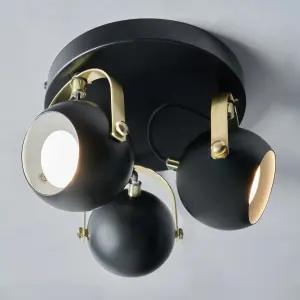 Litecraft Eyeball Black and Brass Adjustable Spotlight Plate