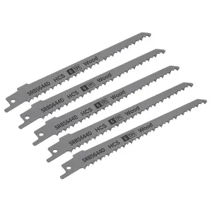 Sealey 150mm 6 TPI Clean Wood Reciprocating Saw Blade Pack of 5 Pieces SRBS644D