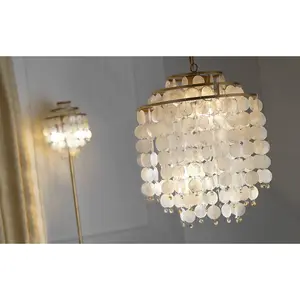 Luminosa Ruben Gold Pendant Ceiling Light, Mother Of Pearl