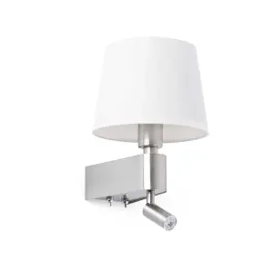 Luminosa Room 1 Light Indoor Wall Light Reading Lamp White, Satin Nickel, E27