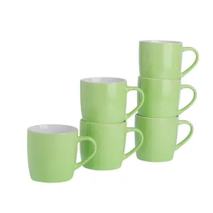 Argon Tableware - Coloured Coffee Mugs - 350ml - Pack of 6 - Green