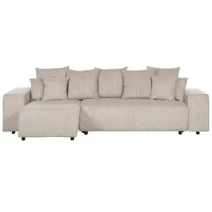 Corner Sofa LUSPA Taupe Corduroy Right Hand