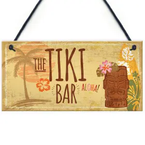 Red Ocean The Tiki Bar Party Hanging Bar Pub Plaque Cocktails Beach Garden Wall Sign Decoration Gift