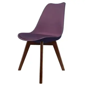 Soho Aubergine Plastic Dining Chair with Squared Dark Wood Legs