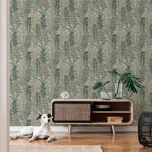 AS Creation Famous Garden Fern Leaf Botanical Themed Beige/Brown/Cream/Green Wallpaper