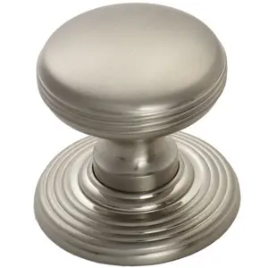 Smooth Ringed Cupboard Door Knob 28mm Dia Satin Nickel Cabinet Handle