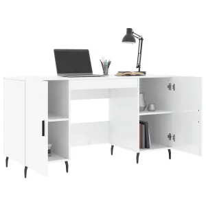 Berkfield Desk High Gloss White 140x50x75 cm Engineered Wood