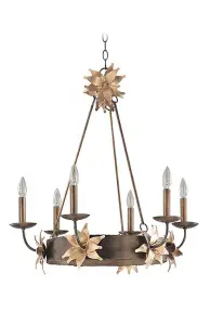 Luminosa Simone 6 Light Chandelier Bronze, Gold Finish, E14