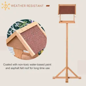 PawHut Wooden Bird Feeder w/ Cross-shaped Support Feet Weather Resistant Roof