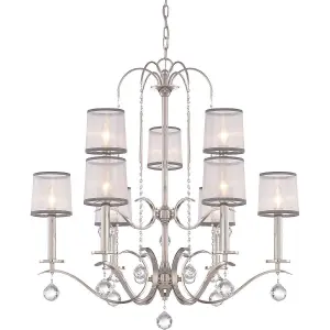 Elstead Whitney 9 Light Multi Arm Chandelier Silver Finish, E14