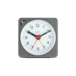 Ingot Traditional Analogue Alarm Tabletop Clock in Silver