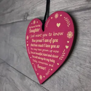 Red Ocean Daughter Gifts From Mum Wooden Hanging Heart Gift For Daughter From Mother Father Birthday Gifts For Her