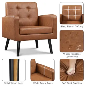 Yaheetech Faux Leather Arm Chair Reading Chair - Retro Brown