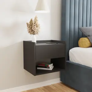 GFW Harmony Wall Mounted Pair of Bedside Tables Anthracite