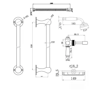 ENKI Downton Antique Brass Traditional Twin Brass Thermostatic Shower Valve & Slider Rail Kit SH0575