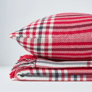 Homescapes Red Tartan Check Sofa and Bed Throw, 150 x 200 cm