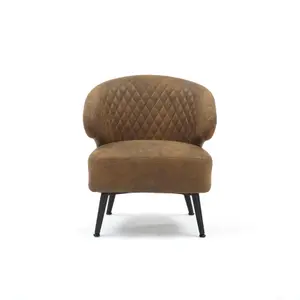 Faux Leather Suede Brown Guistina Accent Chair