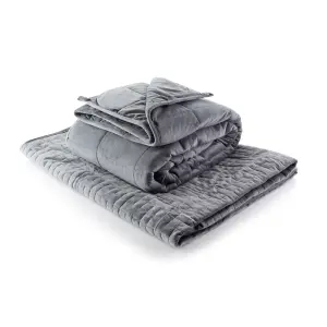 Minky Luxury Weighted Blanket, Double, Grey