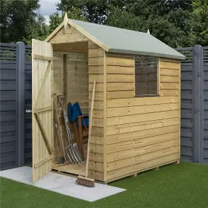 6 x 4 Pressure Treated Overlap Shed - Single Door and 1 Window