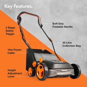 VonHaus Artificial Grass Brush 1800W, Electric Artificial Grass/Lawn Sweeper Cleaner Machine, 45L Collection Bag and 10m Cable