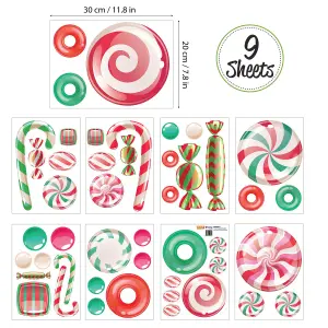 Walplus Xmas Peppermint Candy and Sweets Window Clings Rooms Décor