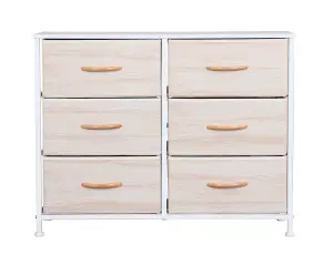 Requena Chest of Drawers, 6 Drawers with Wood Top and Large Storage Space, Easy to Install Room Organizer CD-5826-Beech-White